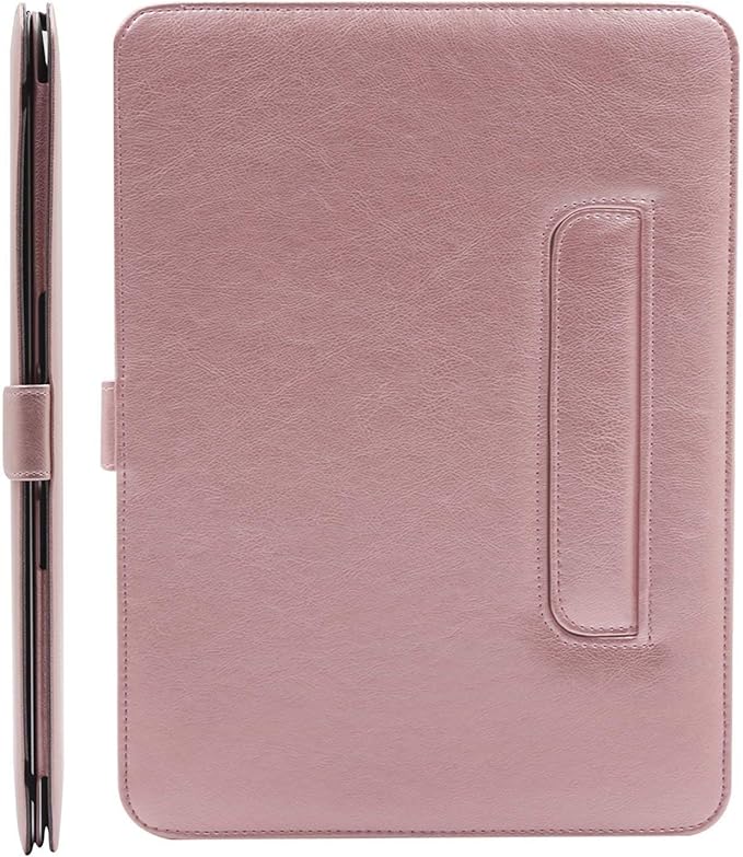 MOSISO Case Compatible with MacBook Air 13.6 inch M4 M3 M2 2025-2022 /Air 13 M1 2022-2018 /Pro 13 inch M2 M1 2025-2016, PU Leather Portfolio Protective Stand Cover, Rose Gold