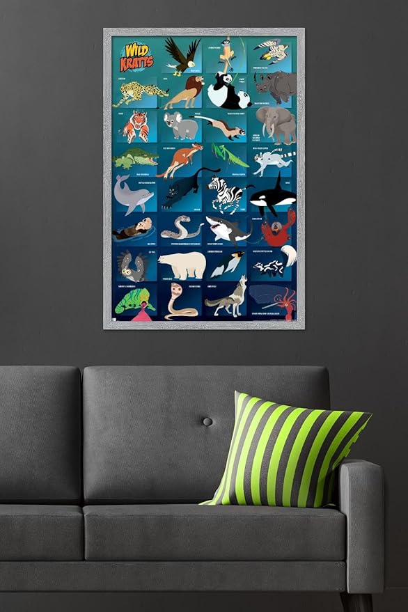 Wild Kratts - Grid Wall Poster, 34L" x 22.4W", Gray Framed Version