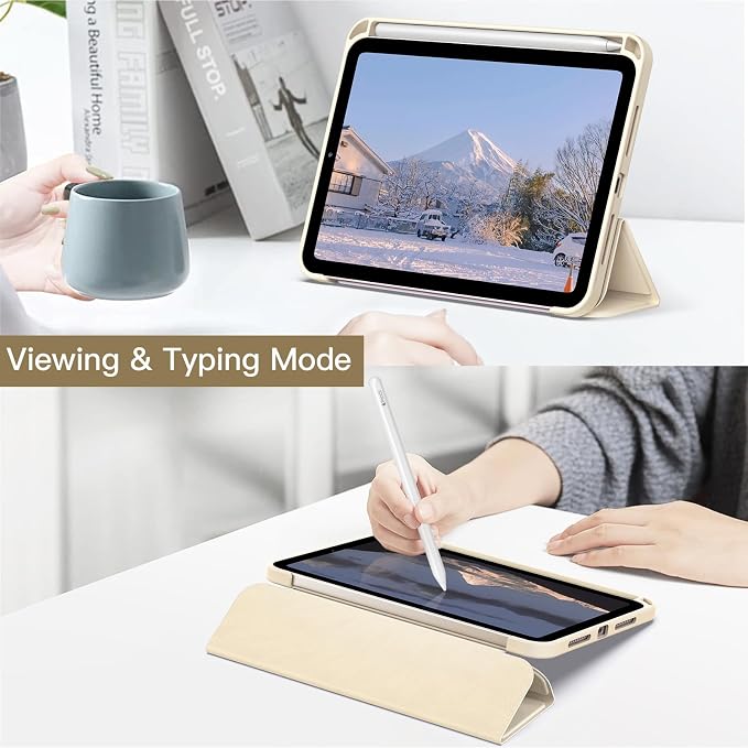 JETech Case Cover for iPad mini A17 Pro/6th Gen (2024/2021) Black | Clear Transparent Back Pencil Holder Slim Shockproof Protection Tri-Fold Stand Auto Wake/Sleep