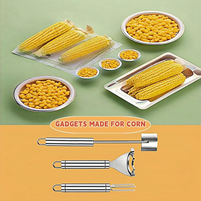 HKFALDRR (3Pcs) Corn Cob Peeler, Corn Stripper, Corn Holder, Corn Peeler for Corn on the Cob, Corn Cob Stripper Tool, Efficient Design Perfect for Dining Enthusiasts