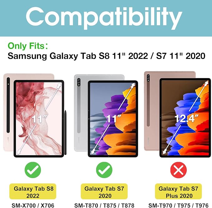 ProCase Slim Case for Galaxy Tab S8 / Tab S7 11 inch SM-X700 X706 T870 T875 T878 Lightweight Stand Case Shell Cover for 11 Galaxy Tab S8 2022 / Galaxy Tab S7 2020 -Black