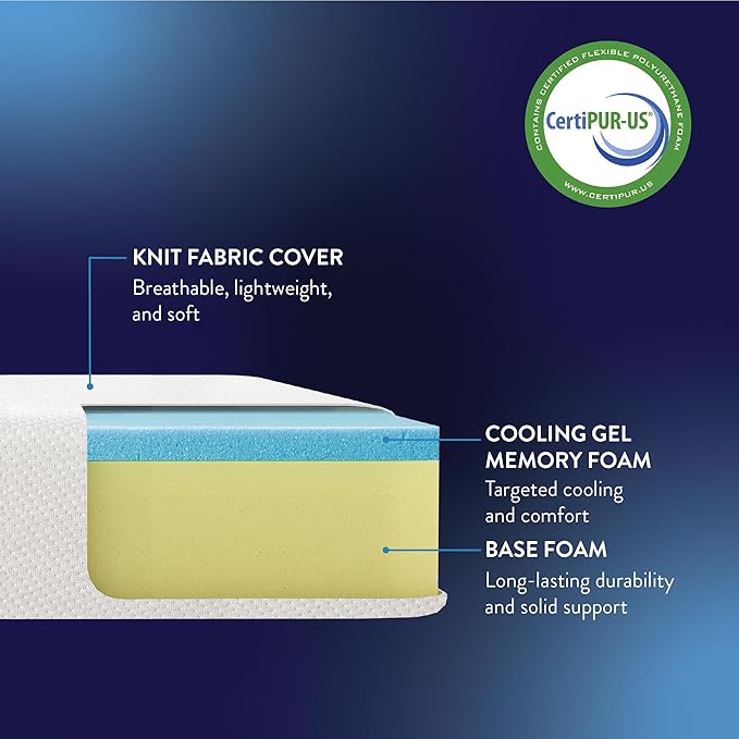 Best Price Mattress 8 Inch Memory Foam Mattress, Cooling Gel Infused, Certified Safe Foams & Fabric, Mattress in a Box, Queen