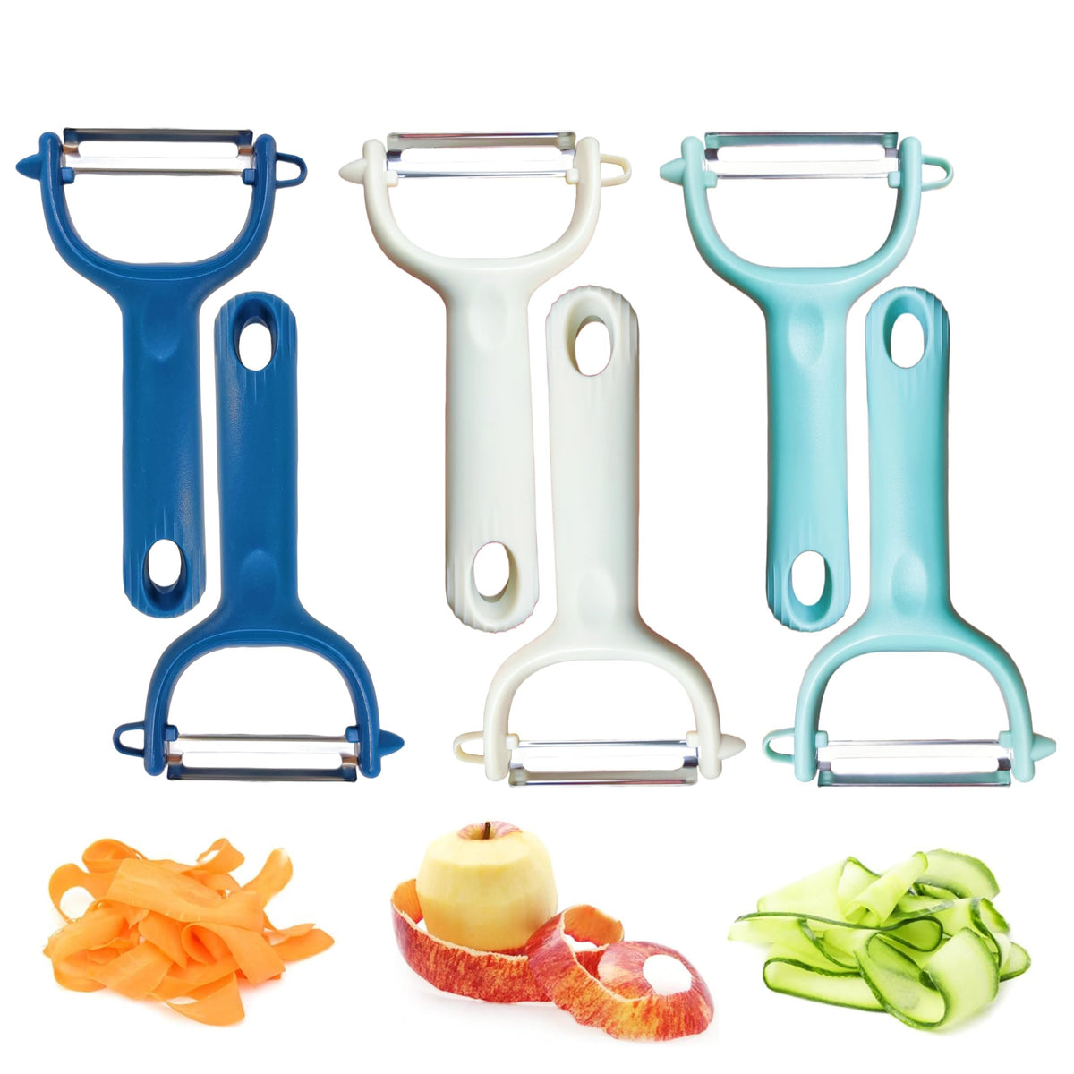 Trez Treamer 6-Pack Vegetable Peeler for Kitchen,Y Peeler Stainless Steel Potato Peeler Set for Apple Veggie Carrot Fruit Zucchini Cucumber Safe Peelers Bulk with Non-Slip Handle (P)