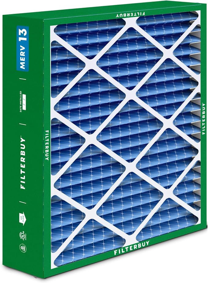 Filterbuy 20x23x5 Air Filter MERV 13 Optimal Smoke & Allergy Defense, Pleated