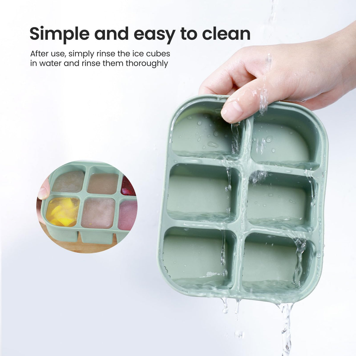 Nbyouw Ice Cube Tray 2 Pack – Stackable Large Silicone Ice Cube Freezer Molds & Easy Release Square Ice Cube Maker with Removable Lid BPA Free for Cocktail,Whiskey,Soup Baby Food
