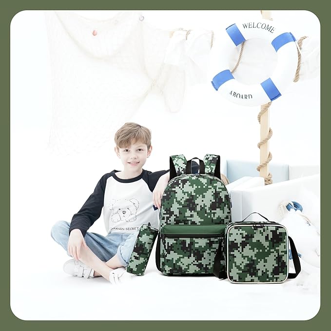 Backpack for School Boys Backpack with Lunch Box Pencil Case Kids Backpacks for School Boys Teens Elementary Middle Students
