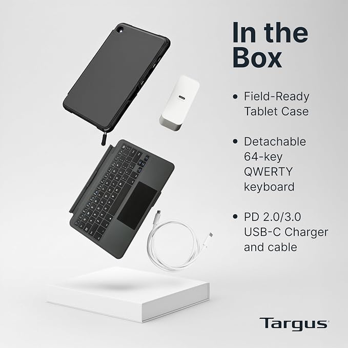 Targus Field-Ready Case with Detachable Keyboard for Samsung Galaxy Tab Active5 Pro & Active4 Pro – MIL-STD Drop Protection Integrated Trackpad Rugged Productivity Solution - THD973USZ