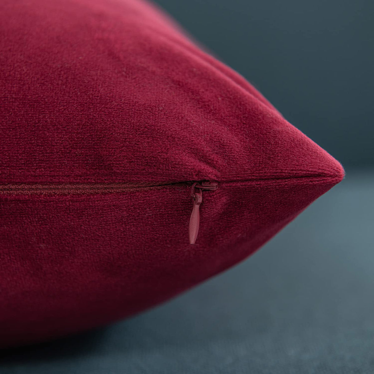 DEZENE Throw Pillow Covers 12x20 Burgundy: 2 Pack Cozy Soft Velvet Rectangular Decorative Pillow Cases for Farmhouse Home Decor