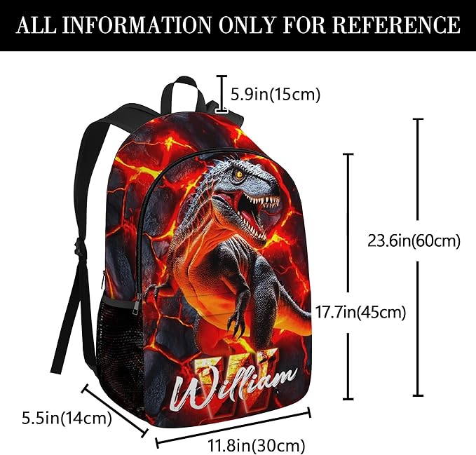 Custom Dinosaur Backpack for Boys Back to School Kids Backpacks with Lunch Box Personalized Name Bookbag for Elementary Middle School