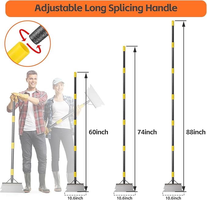 Ice Scraper Long Handle - Snow Removal Tool,Multifunctional Garden Cleaning Flat Shovel, Heavy Duty Floor Scraper Metal Sharp Blade for Lawn Edging,Sidewalk Weeding,Driveway Steps Snow Shovel 72"