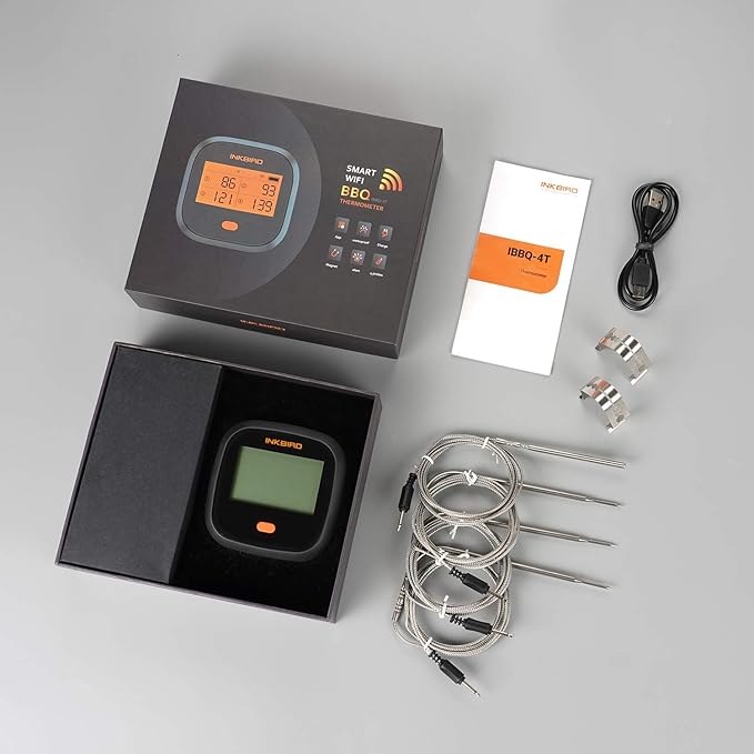 INKBIRD WiFi Meat Thermometer IBBQ-4T, Wireless BBQ Thermometer for Smoker