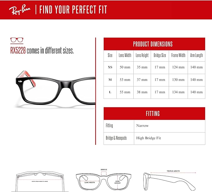 Ray-Ban RX5228 Square Eyeglasses for Men for Women +BUNDLE with ACCESSORY EYEWEAR KIT
