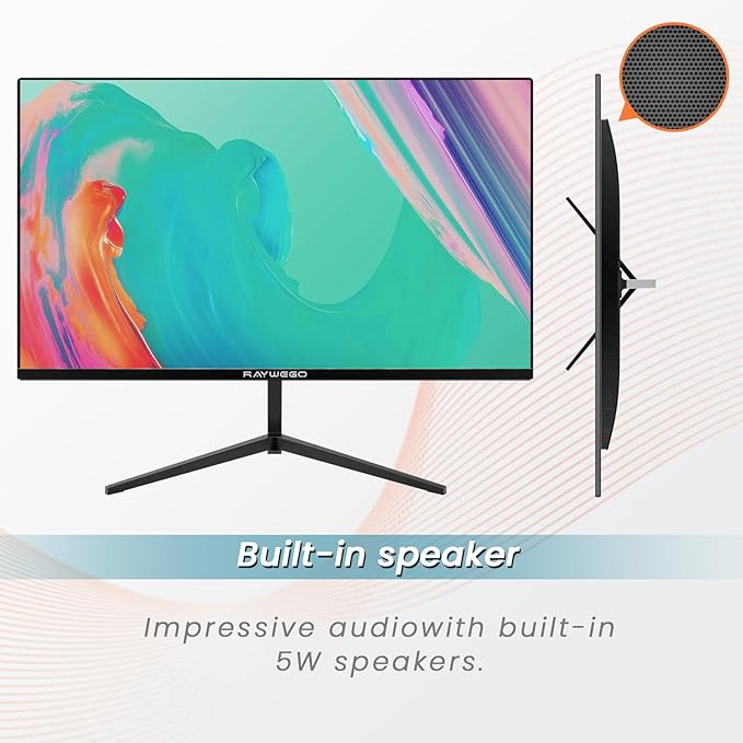 24 inch Gaming Monitor 100Hz Computer Monitor Built-in Speakers Full HD 1920 x 1080P with HDMI DP Interface Eye Care Frameless with 3-Side Virtually Borderless Design VESA(100 x 100mm)