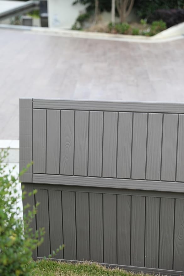 BTEXPERT 80 Gallon Deck Box Outdoor Storage Container with Steel Insert for Patio Furniture Garden Tools Cushions Pool Supplies Sports Equipment Waterproof Lockable UV Resistant Resin