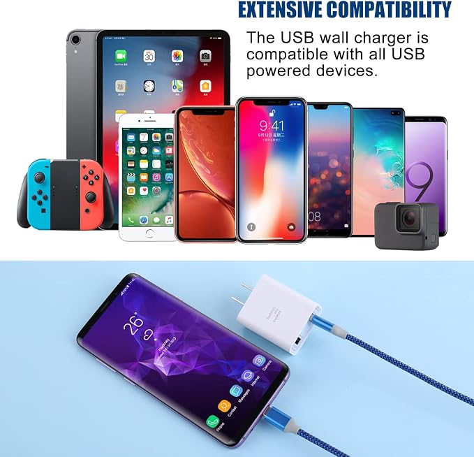 Dual USB Wall Charger Costyle 3 Pack 30W 2 Ports Adaptive Fast Charging Block Quick Fast Charger 3.0 & 5V 2.4A Wall Plug Compatible iPhone 13 12 11 XS MaxGalaxy A16 S10 S9Note 9 10Pixel (Black