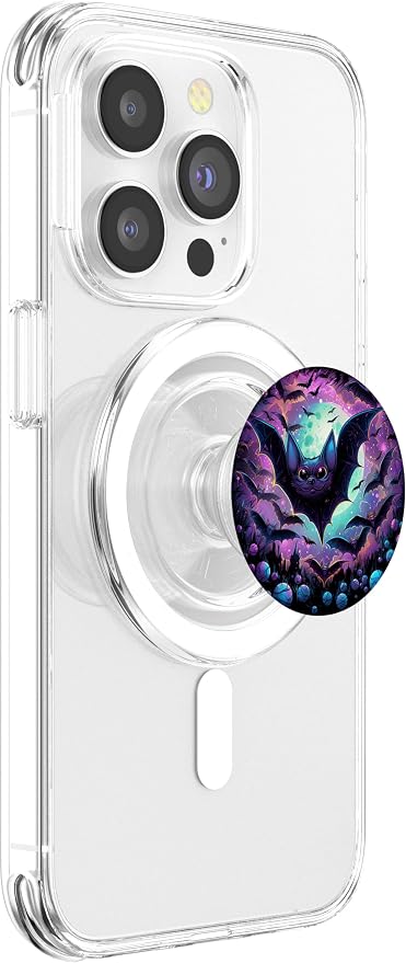 Gothic bat Spooky Bats in Front of Moon at Night PopSockets Adhesive PopGrip