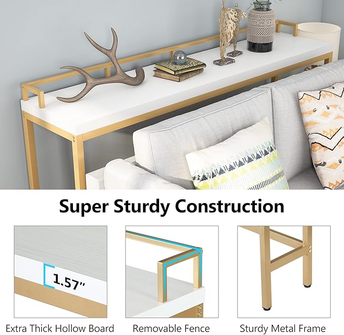 LITTLE TREE Console Table Behind Sofa Couch, 70.9 Inch Long and Narrow Entryway Table