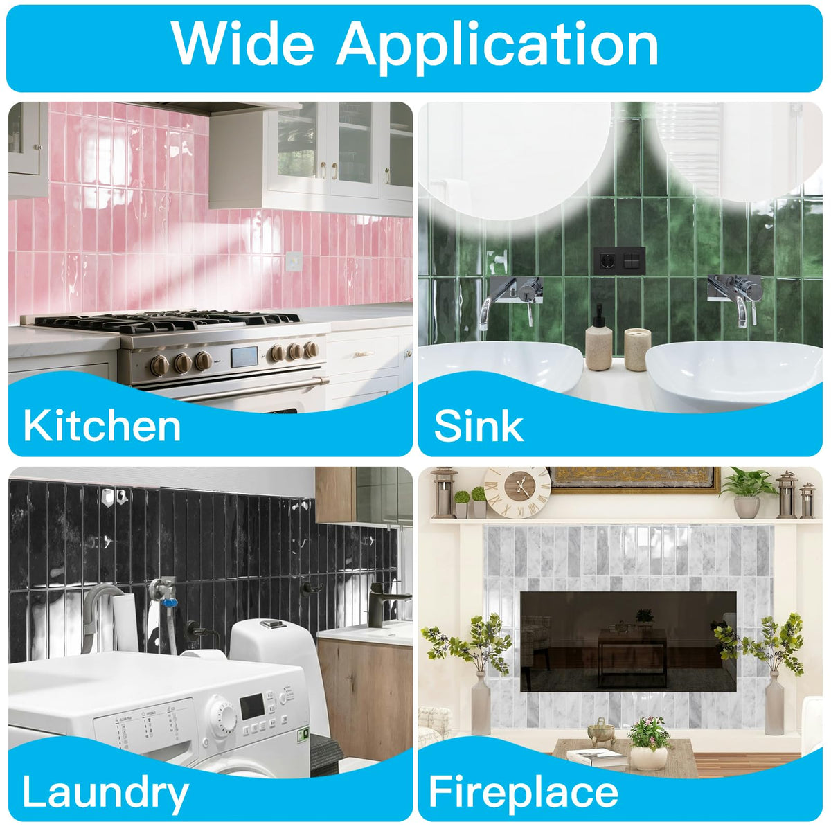 Art3d 11.4 x 9 Inch Heavy-Duty Peel and Stick PVC Backsplash for Home Décor, 10-Pack PVC Wall Tiles for Kitchen Countertop, Pink Marble