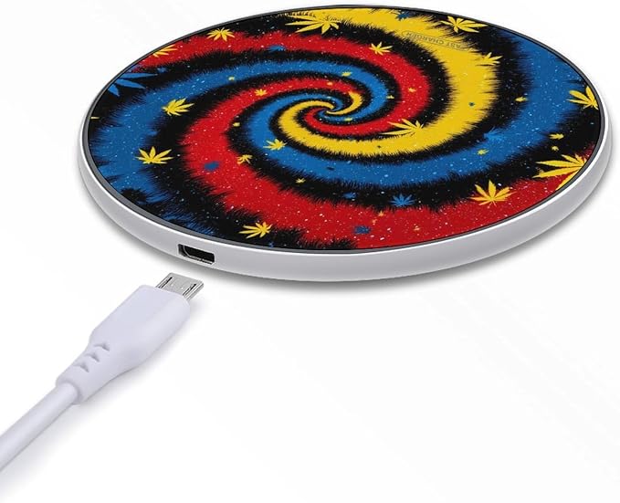 Tie Dye Weed Leaves Wireless Charger Portable Charging Pad | LightweightAll Smartphone