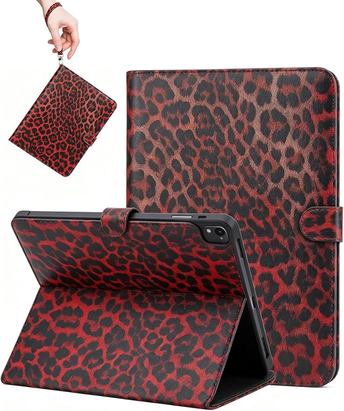 Case for iPad A16 11th Generation 11 Inch 2025 iPad 10th Generation 10.9 Inch 2022 Built-in Pencil Holder Heavy Duty Shockproof Smart Auto Sleep/Wake Leopard Print Folio Protective Cover (Dark Brown)