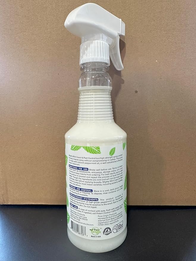 Mighty Mint Peppermint Oil Insect Repellent Spray – Natural Indoor & Outdoor Bug Control for Spiders, Ants, Roaches, and More – Plant-Based, Extra-Strong Formula - 16 oz (Pack of 2)
