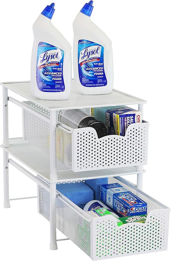 Simple Houseware Stackable Cabinet Basket Drawer Organizer, White