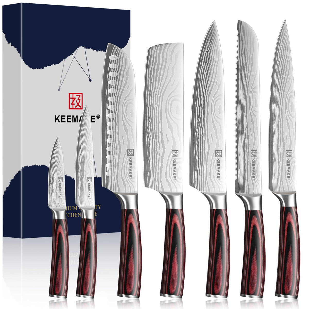 KEEMAKE 3 Pieces Kitchen Knife Set, Professional Ultra Sharp Chef Knife Set