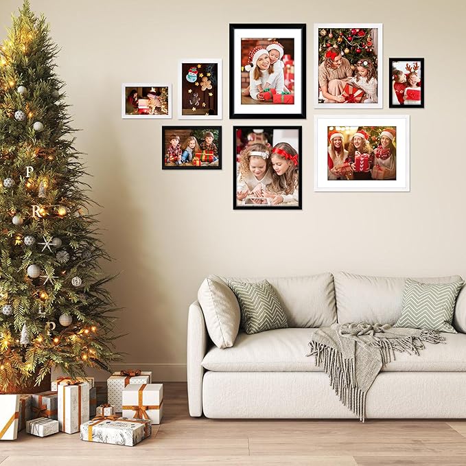 FIXSMITH 11x14 Picture Frame Set of 10, Black Photo Frames Bulk with HD Plexiglass, Display Pictures 8x10 with Mat or 11x14 Without Mat, Multi Picture Frames Collage for Wall Decor