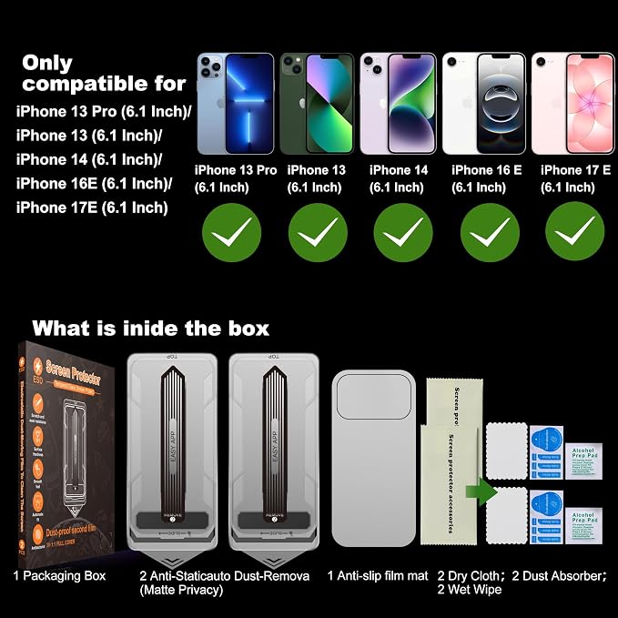 [2-Pack Matte Tempered Glass Screen Protector for iPhone 15 Pro Max Anti-Fingerprint & Oil Resistant Smooth as Silk 9H Hardness Bubble-Free Case Friendly 6.7-Inch