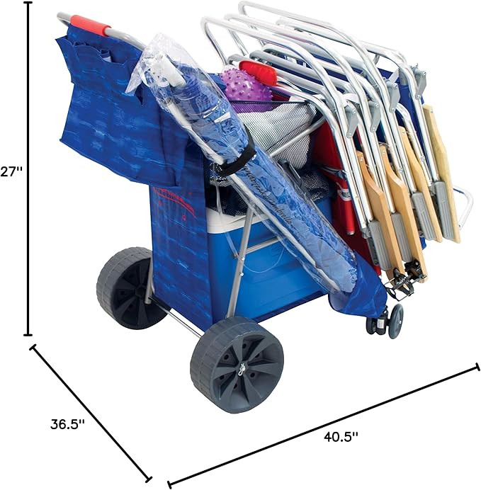 Rio Beach Wonder Wheeler Deluxe Utility, Lawn, and Beach Foldable Cart, Blue