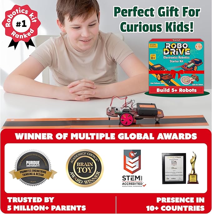 Butterfly Edufields 5in1 STEM Robotics Kit | Toys for Ages 8-13 | Smart Robot Car Kit | Gifts for Smart Kids | Electronics Robotics Kit for Kids 8-12 | Robot Building Toys Gift Set