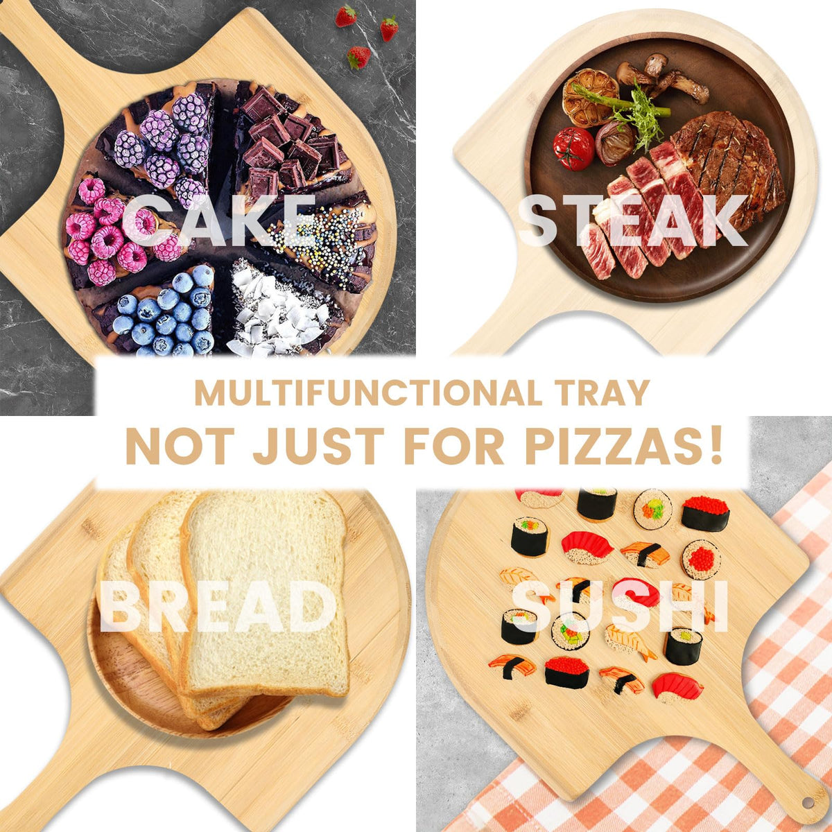 2 Pack Pizza Peel 11 Inch, Natural Bamboo Pizza Spatula Wooden Pizza Spatula Paddle Board for Home Pizza Cutting,Cheese, Bread,Fruit,Vegetable Oragaznie (2)
