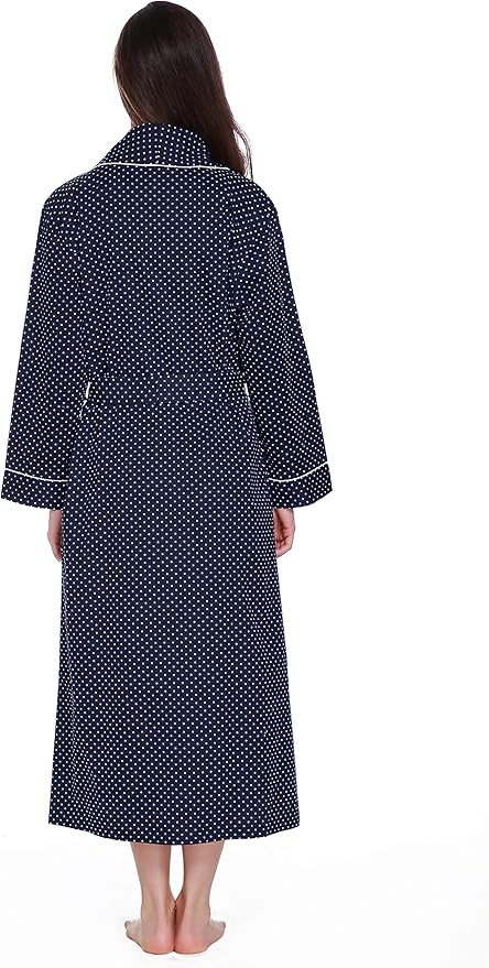 Lavenderi Women’s 100% Cotton Long Kimono Lounge Bathrobe Robe, Ladies Loungewear for Spa