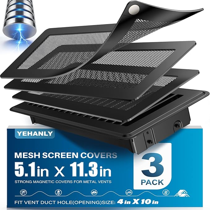 Magnetic Vent Covers with Vent Screen 5.1x11.3 Inch, Ceiling Air Vents to Block