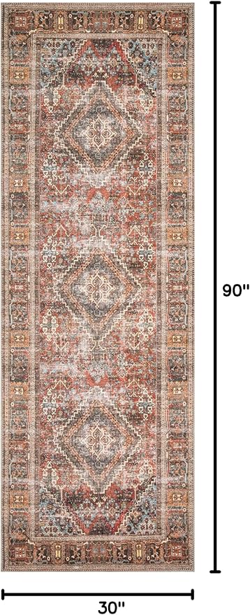 Loloi Loren Collection LQ-13 Brick/Midnight 2'-6" x 7'-6" Runner Rug