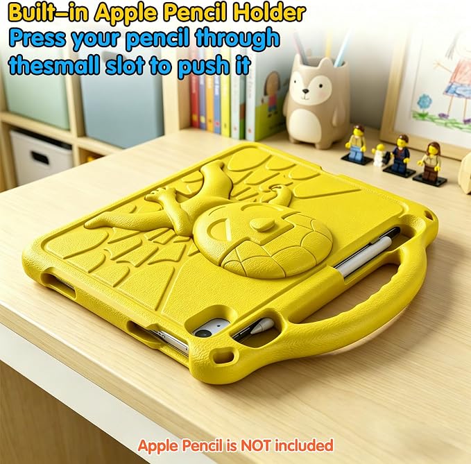 DJ&RPPQ Kids Case for iPad A16 11th Generation 2025/iPad 10th Generation 2022 with Screen Protector Shockproof Handle Stand Cover with Pencil Holder iPad 11th/10th Generation Case for KidsBlack