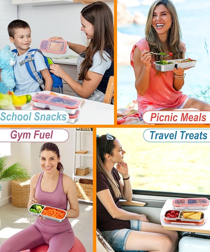 Stainless Steel Snack & Lunch Container, Kids & Adults, 21 oz, 10.7 in Long