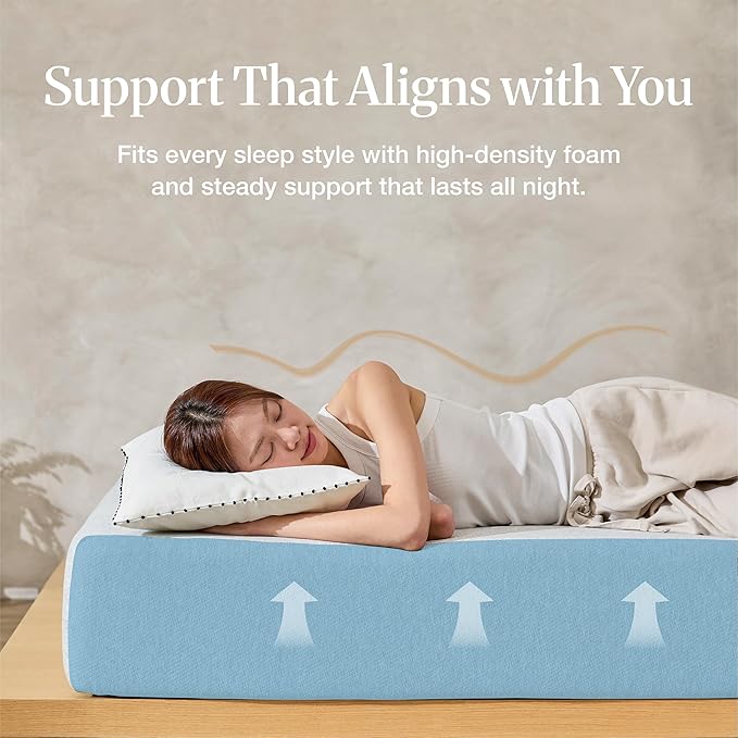 LIFEMENT Basic Twin Cooling Gel Infused Memory Foam Mattress in a Box | Medium Firm Bed, Fiberglass Free, Certified Pressure Relief Foam, Cooling Comfort Sleep, 10 Inch