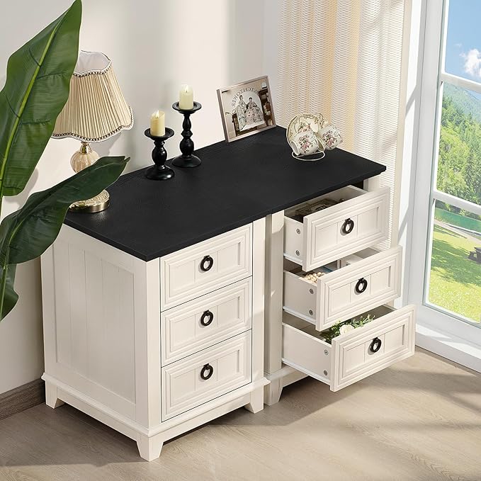 18" Farmhouse Night Stand with 3 Drawers, Wood End Table Dresser for Bedroom, White Nightstand, Bed Side Table with Metal Handle, Bedside Cabinet for Bedroom Living Room, Closet