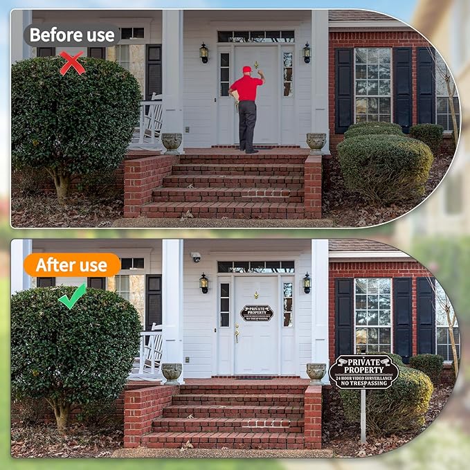 No Trespassing Signs Private Property, Video Surveillance Sign, No Trespassing Video Surveillance Signs, Aluminum Camera Signage for Property with Long Stake Easy to Install for Outdoor (2 Pack)