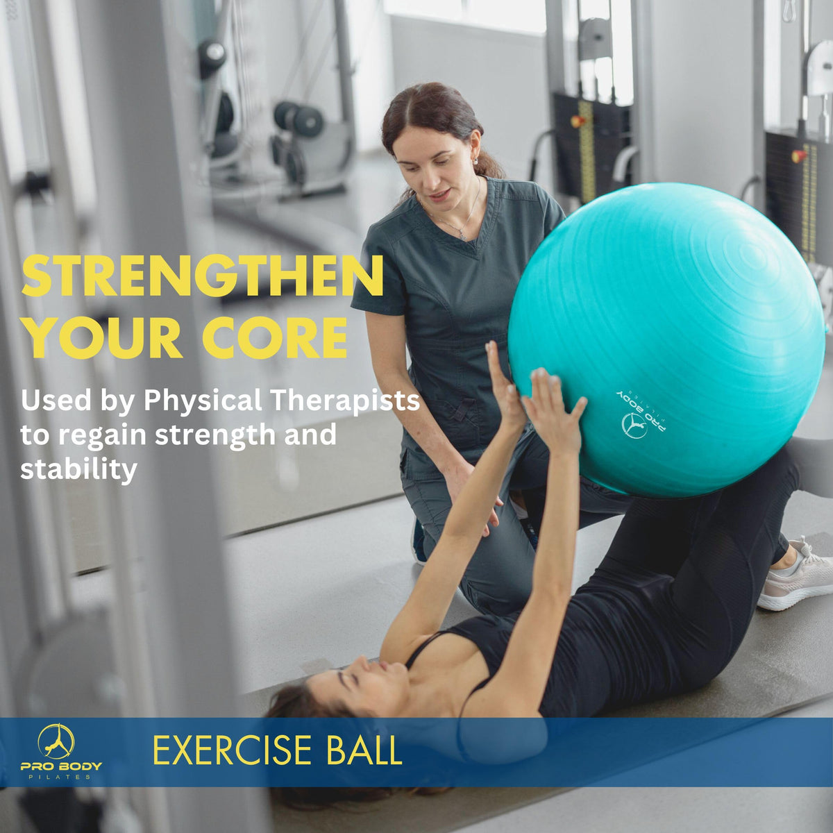 ProBody Pilates Yoga Ball - Gym Grade Exercise Ball (Green, 65 cm)