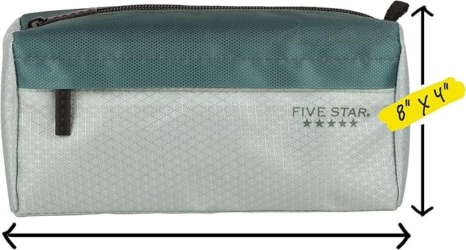 Five Star Pencil Pouch, Pen Case, 9-Pocket Zipper Pouch, Storage Organizer for School Supplies Earbuds Chargers Cables Makeup, Green/Juniper (500214F-ECM)