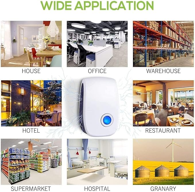 Upgraded Ultrasonic Repellent Electronic Plug in Indoor Pest Control Repeller for Insects Mice Rodents Spiders Cockroach Bug Roach Mosquitoes 6 Packs