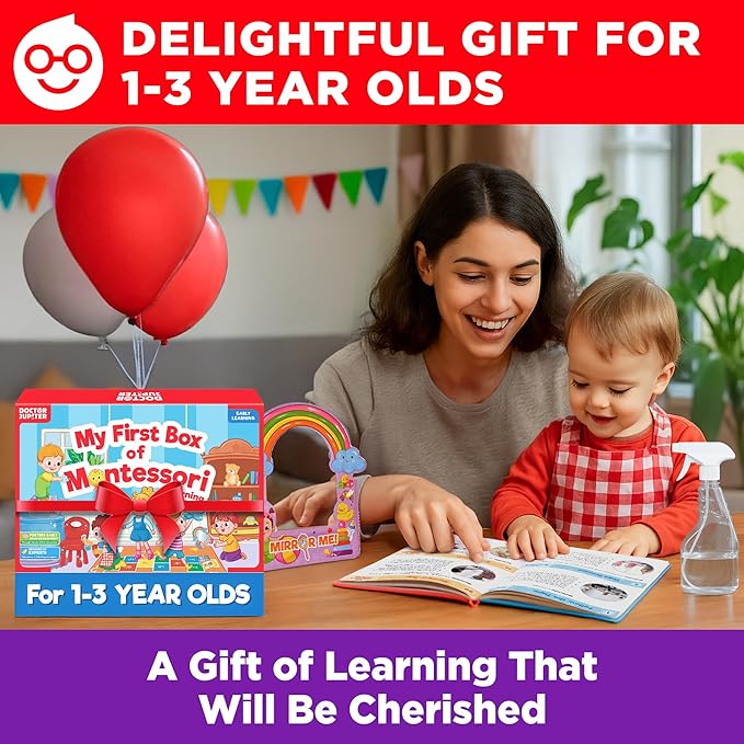 Doctor Jupiter My First Box of Montessori Learning for Toddlers 1+ Year Olds | Montessori Toys, Birthday Gift for 1 2 3 Year Old Boys & Girls | Learning & Educational Activities for 1+ Year Old