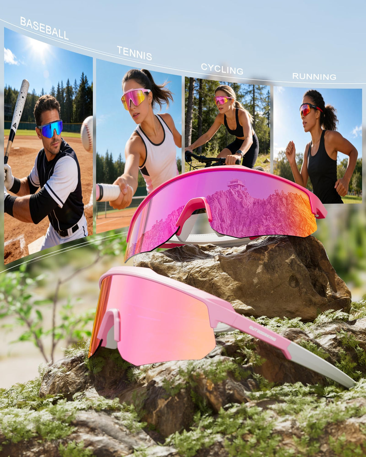 QALLY Polarized Sport Sunglasses Men Women Bike Sunglasses for Men Cycling UV Protection Driving Fishing 3 Packs