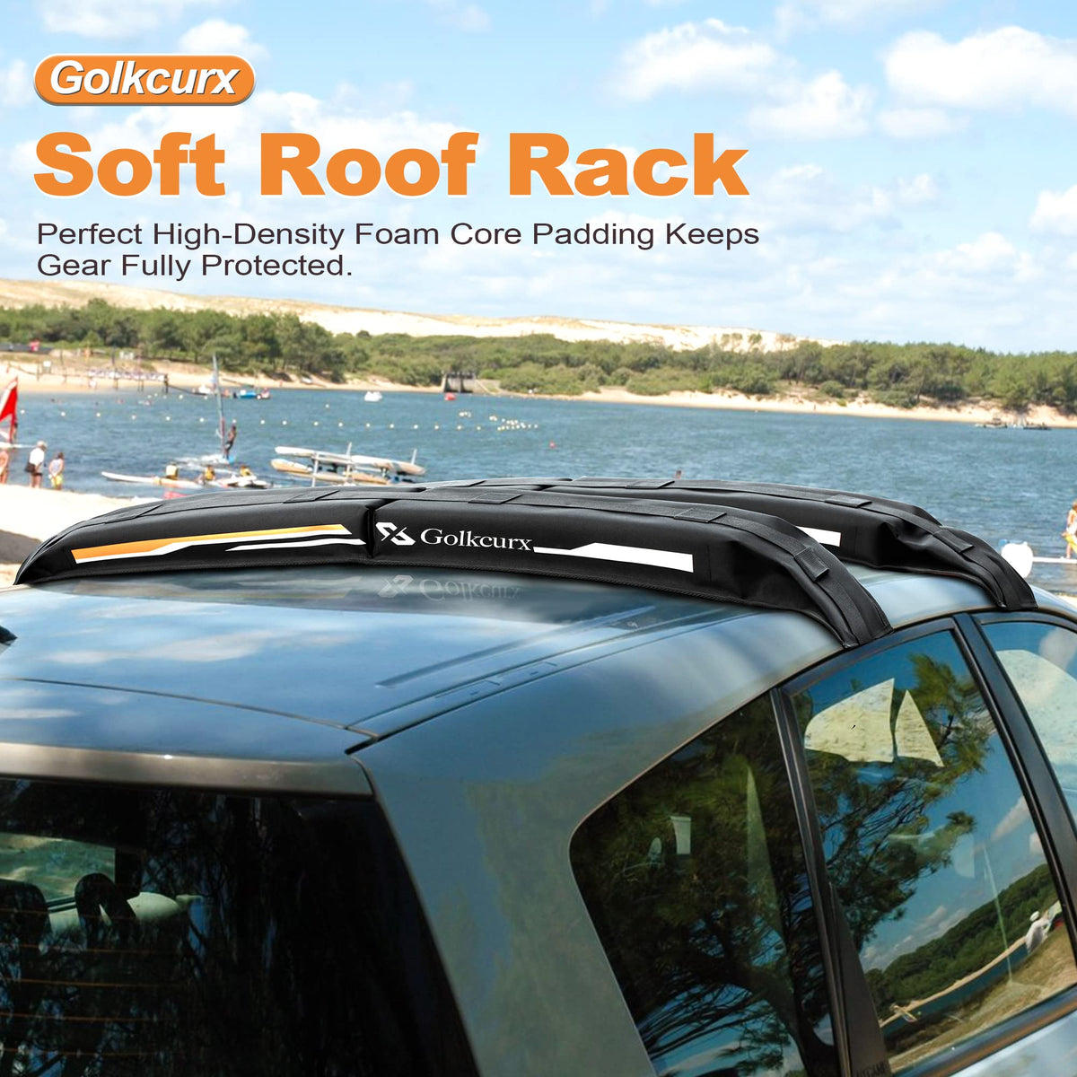 Golkcurx Universal Soft Roof Rack Pads for Kayak(Black)