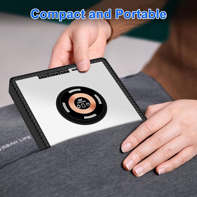 BUNUD External DVD Drive with Wireless-Charger: USB CD Burner & 15W Fast Charging for iPhone 17 16 15 14 13 12 Series - External DVD Player for Laptop Mac Apple Windows with SD/TF/3 USB Ports