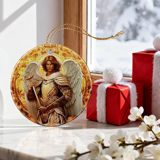 Archangel Michael Ornament | Christmas Ornaments, Christmas Tree Decorations, Holiday Hanging Decor, Warrior Angel Decor | Religious Gifts, Christian Gifts | Faithful Gift, Spiritual Guardian Gift