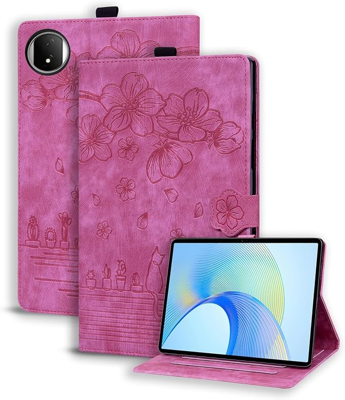 Case for Honor MagicPad 3 Pro 12.3 12.3 2026Multi-Angle Viewing PU Leather Folio Stand Cover with Pencil HolderShockproof Protective Case for Honor MagicPad 3 Pro 12.3 2026Rose Red