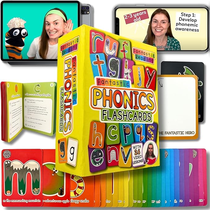 Phonics Flash Cards for Kids Ages 4-8 - Fantastic Alphabet Flash Cards Without Pictures - Engaging ABC Cards for Preschool, Kindergarten and Kids - Educational Letter Cards for Toddlers